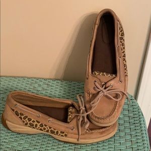 Sorry top sliders, leopard & tan leather. Size 8.5
